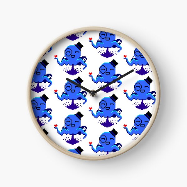 Blue Pixel Classy Octopus Happy Ink Clock