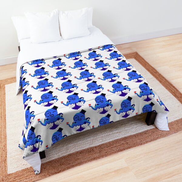 Blue Pixel Classy Octopus Happy Ink Comforter