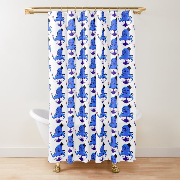 Blue Pixel Classy Octopus Happy Ink Shower Curtain