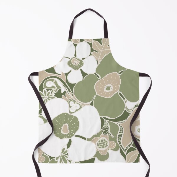 Item preview, Floral Doodles Sage Olive Green Beige White designed and sold by Delinda Graphic Studio.