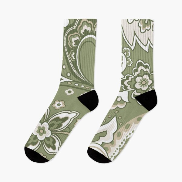 Item preview, Paisley Sage Olive Green Beige White designed and sold by Delinda Graphic Studio.