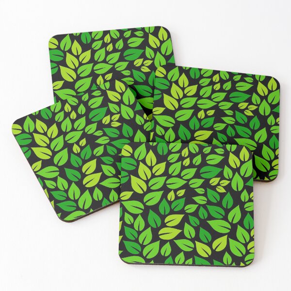 Item preview, Green leaves on black pattern designed and sold by natalyon.