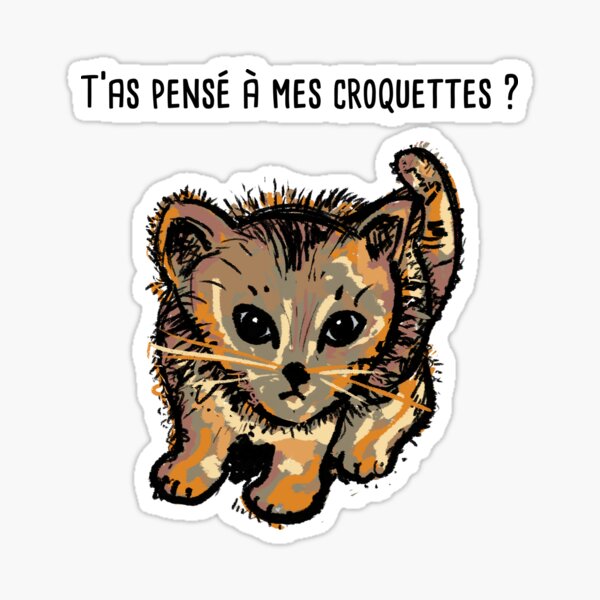 Sticker Chaton Et Croquettes Humour Chat Idee Cadeau Par Catcrea Redbubble