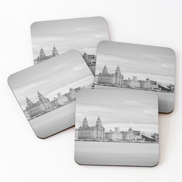 Item preview, Letterbox crop of the Liverpool skyline in monochrome designed and sold by wellsie82.