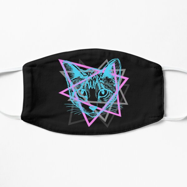 Psychedelic Rave Cat Abstract Vaporwave Gift Mask