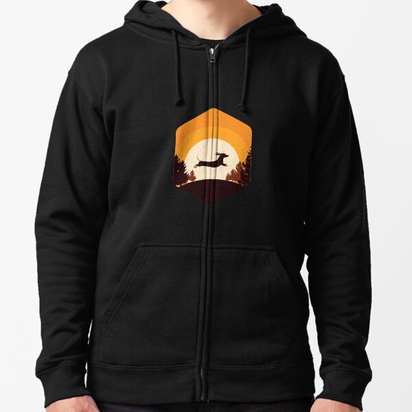 Dachshund Moon Sunset Design for doxie lovers Zipped Hoodie