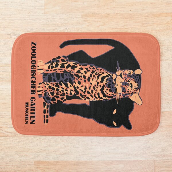 Retro vintage Munich Zoo big cats Bath Mat