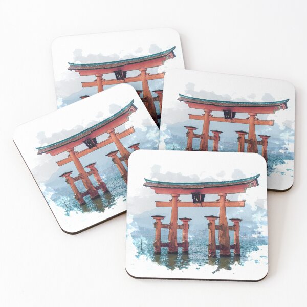 Item preview, Japanese Shrine by the Water Watercolor Art designed and sold by yisela.