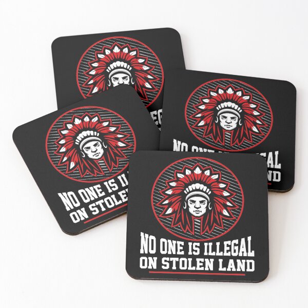 Item preview, NO ONE IS ILLEGAL ON STOLEN LAND Native American Protest designed and sold by ProgressiveMob.