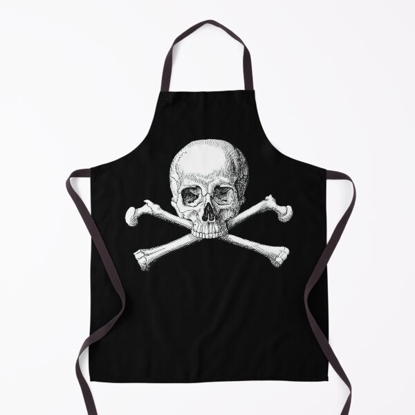 Item preview, Black and white simple skull and bones pirate Jolly Roger illustration. Black Background designed and sold by PrintPit.