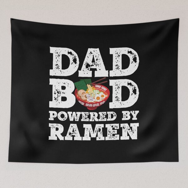 Artikelvorschau, Dad Bod Powered By Ramen Vaterfigur schenkt Idee mit lustiger Grafik für Essensliebhaber entworfen und verkauft von Orange Pieces.