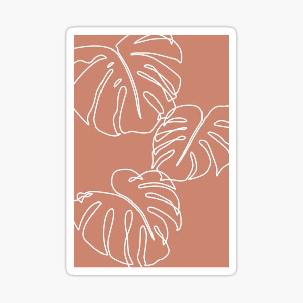 Terracotta tropical leaves line art Sticker
