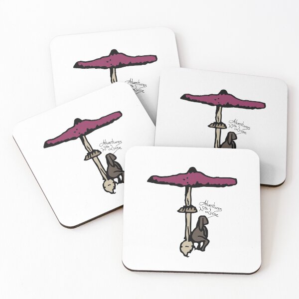 Item preview, Dog takes a break under mushroom tree designed and sold by AdventuresLuise.