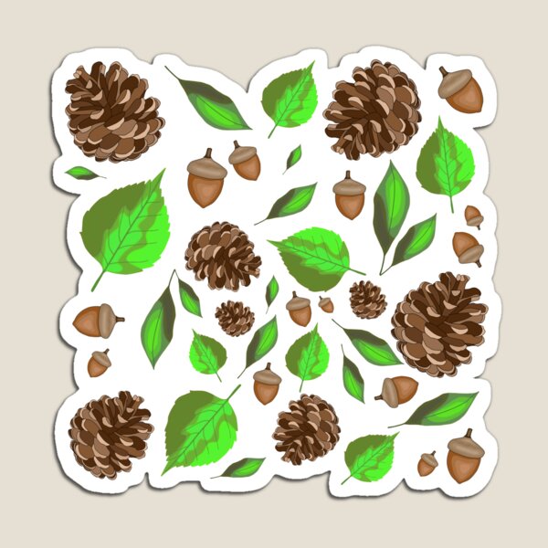 Item preview, Fall Pinecones and Acorns (Green Leaves Beige Background) designed and sold by C-ArtDesign.