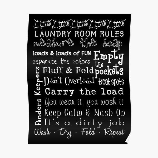 Laundry Room Rules Poster