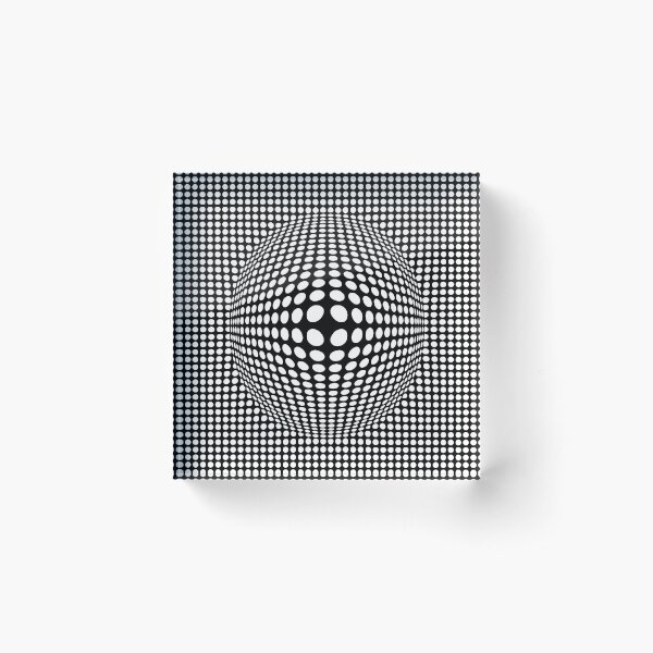 Black And White Victor Vasarely Style Optical Illusion Acrylic Block