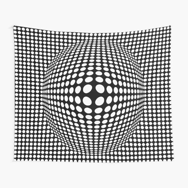 Aperçu de l'œuvre Illusion d'optique de style Victor Vasarely noir et blanc créée et vendue par artsandsoul.