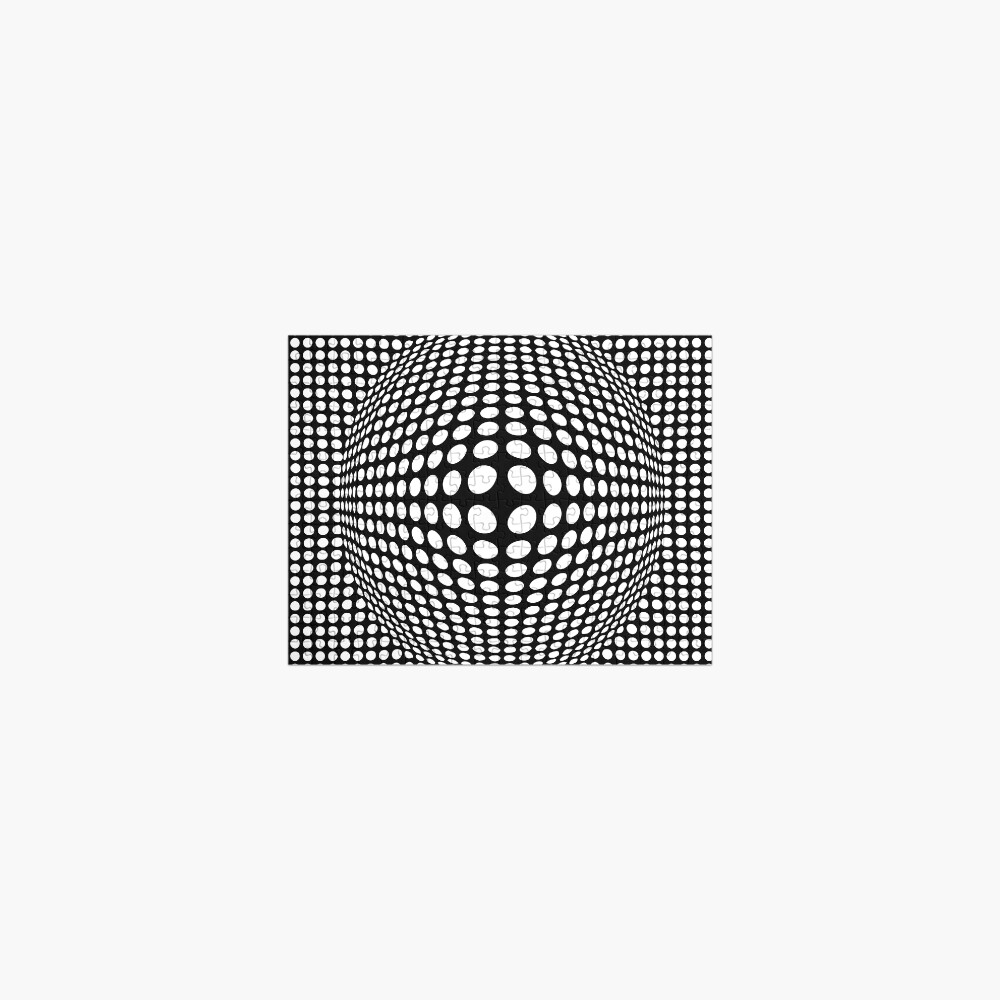 Black And White Victor Vasarely Style Optical Illusion Jigsaw Puzzle