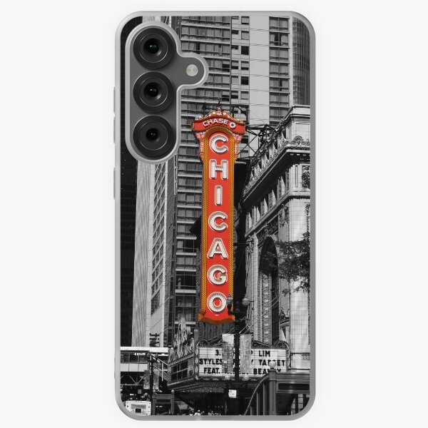 Artikel-Vorschau von Rotes Chicago-Theater-Zeichen Schwarzweiss-Chicago-Fotografie, designt und verkauft von gurso27.