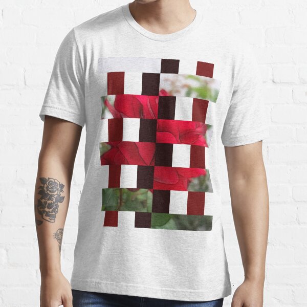 Red Rose Edges Art Rectangles 15 Essential T-Shirt