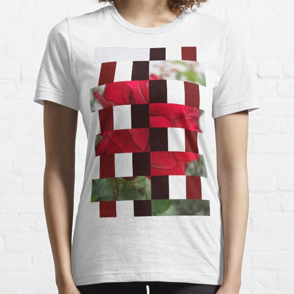 Red Rose Edges Art Rectangles 15 Essential T-Shirt
