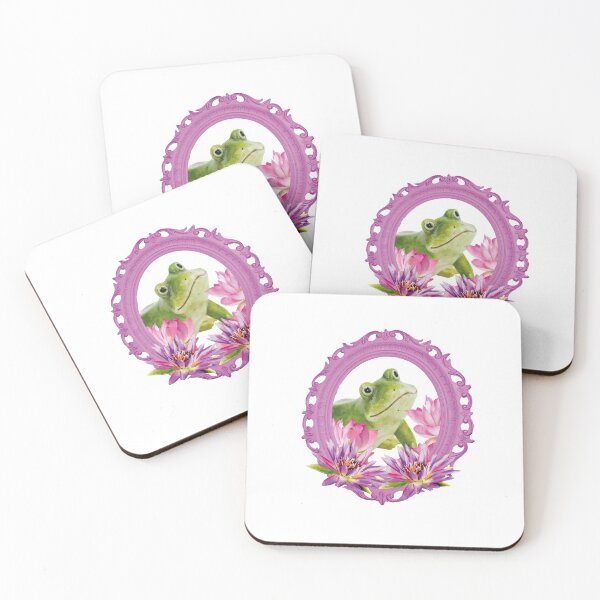 Item preview, Frog with Pink Lotos Flowers Frame designed and sold by Move-Art.