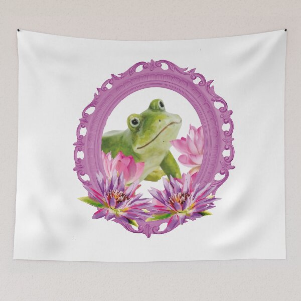 Item preview, Frog with Pink Lotos Flowers Frame designed and sold by Move-Art.