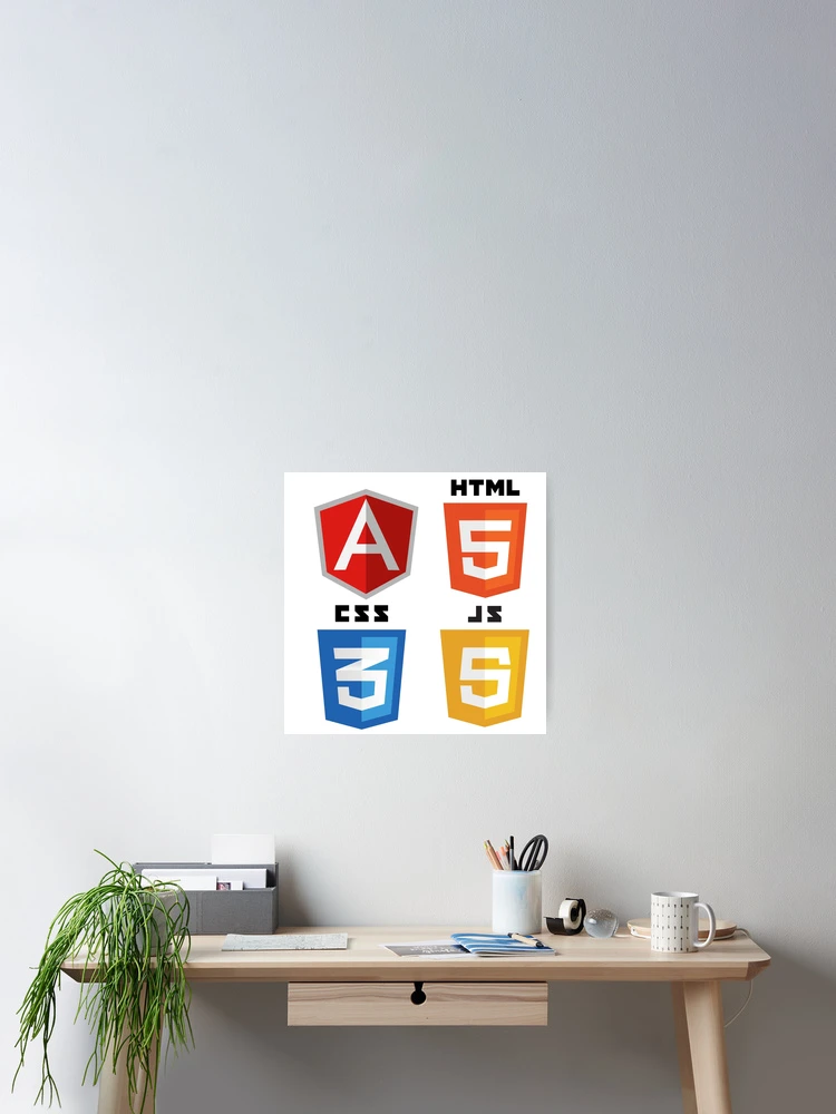 Thumbnail 2 of 3, Poster, web programming angular html5 css3 javascript logo designed and sold by developerfriday.