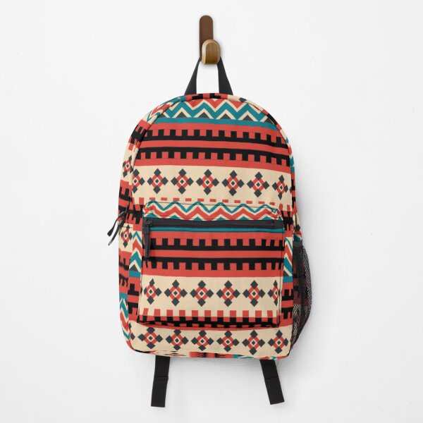 Item preview, retro zigzag and floral patterns (red, blue and black)| line art designed and sold by Gee Creatives.