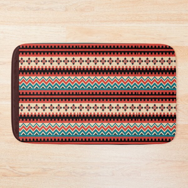 Item preview, retro zigzag and floral patterns (red, blue and black)| line art designed and sold by Gee Creatives.