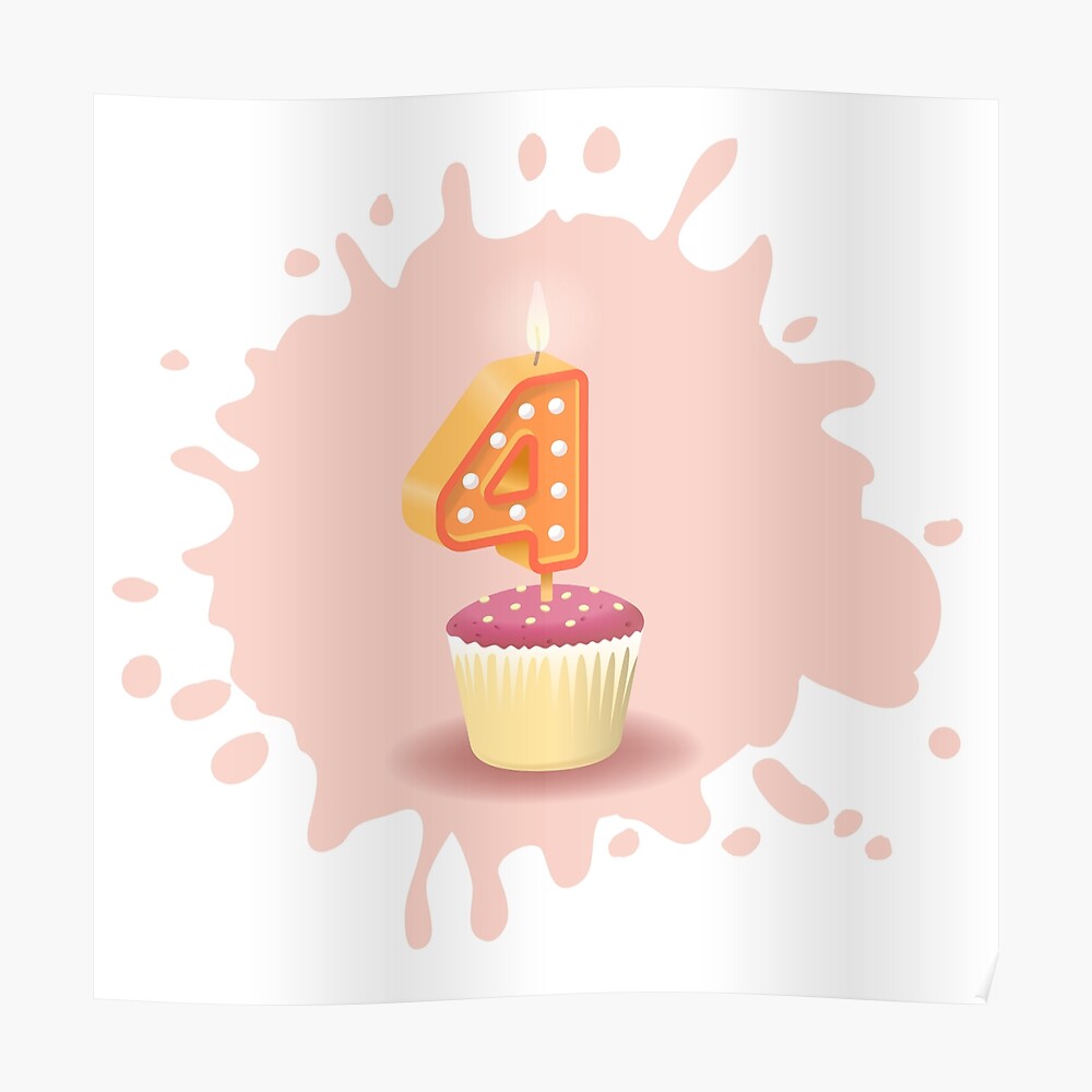 Happy Birthday 4 Months Four Years Girl Birthday Card Sticker By Urosek Redbubble