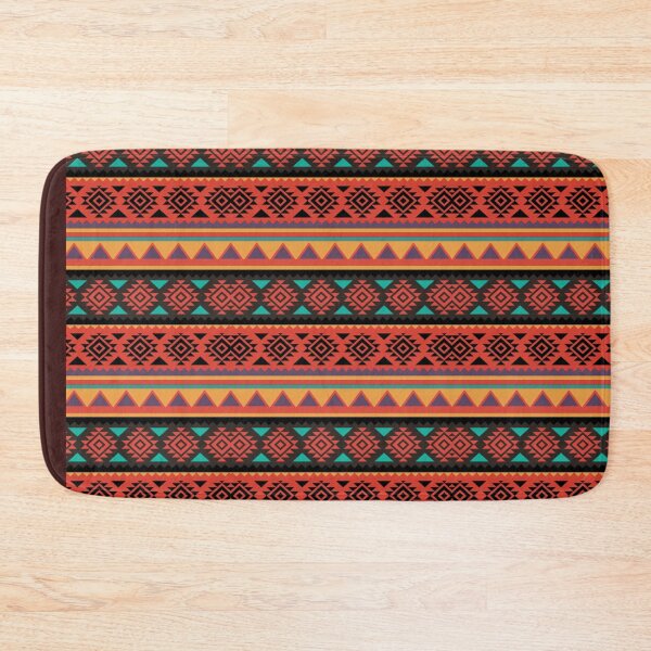 Item preview, retro triangle and floral patterns (red, orange and black)| line art designed and sold by Gee Creatives.