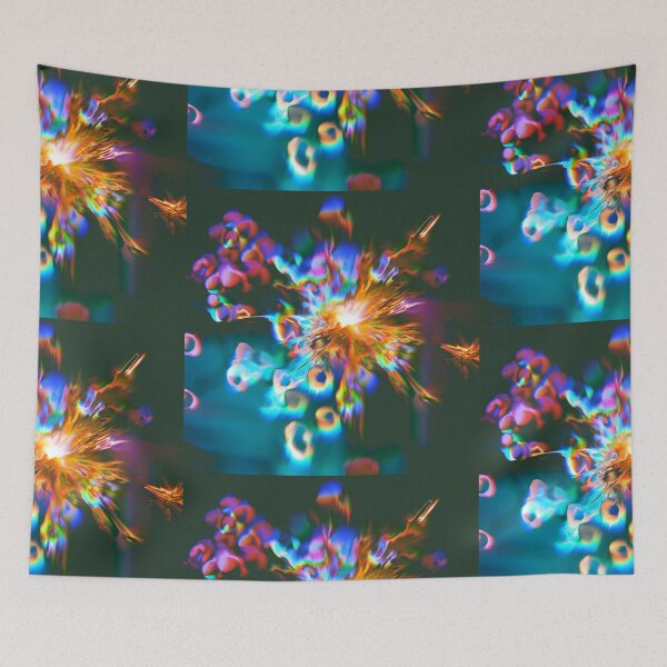 Item preview, Pink Orange Green Yellow Distorted Lens Flare Pattern on Dark Background designed and sold by simplysharon.