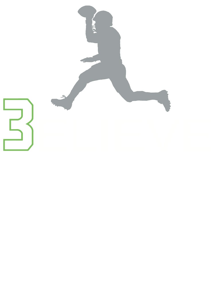 Russell Wilson Believe (3elieve) Gray Jump Pass T-shirt Essential T-Shirt  for Sale by Sok Nuon