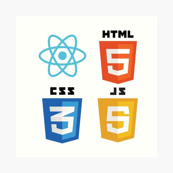 "web programming react html5 css3 javascript logo" Art Print by ...