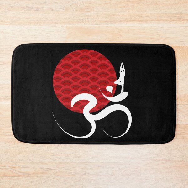 Item preview, Scallop Pattern Red Sun Yoga and White Ohm Calligraphy designed and sold by fatfatin.