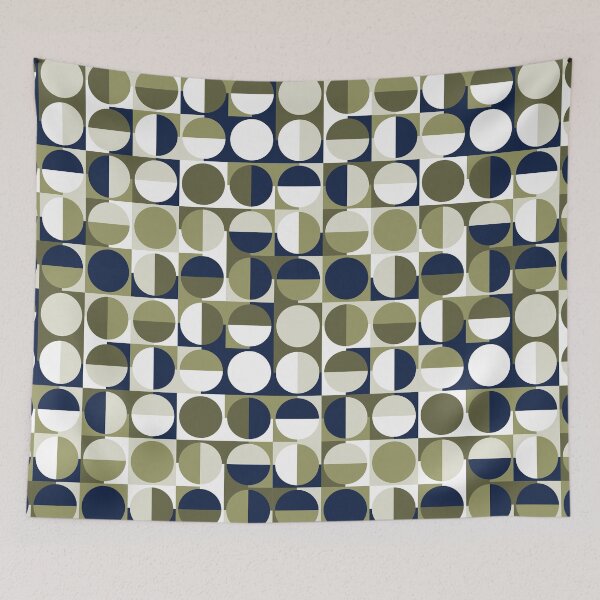 Item preview, Mid-Century Style Navy Camo Retro Squares & Circles designed and sold by weirdAffect.