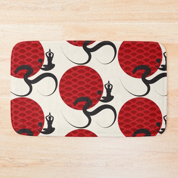 Item preview, Scallop Patten Red Sun, Yoga Sitting Pose and Ohm Black Calligraphy designed and sold by fatfatin.