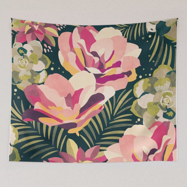 Aperçu de l'œuvre Motifs floraux pastel aquarelle verte créée et vendue par Memituss.