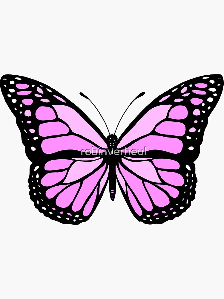 "pink butterfly" Sticker for Sale by robinverheul Redbubble