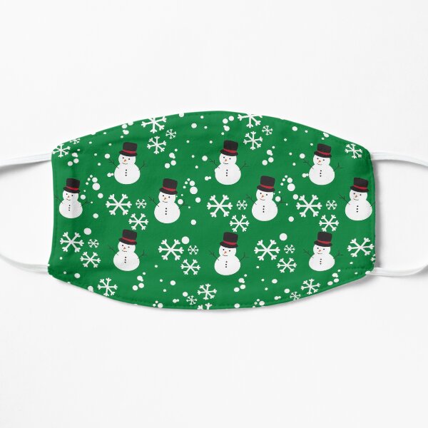 Snow Man (green background) Face Mask Flat Mask