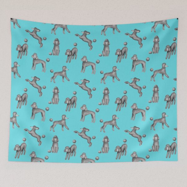 Item preview, Grey Poodles Pattern (Blue Background) designed and sold by illucalliart.