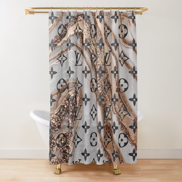 Louis V White and gold marble Shower Curtain