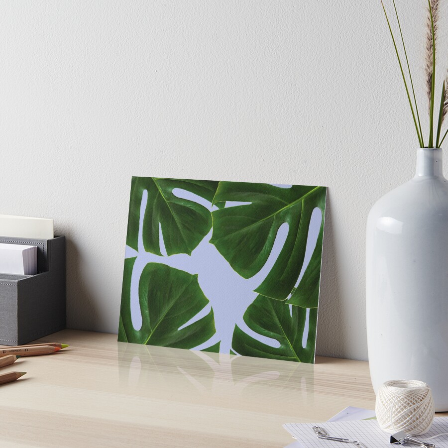 Copy of Copy of Graphic green palm leaves, blue background Art Board Print