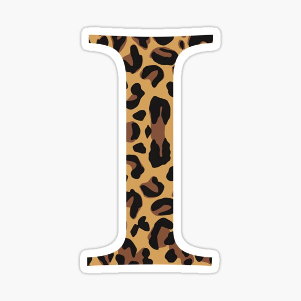 leopard print letter i sticker by madebymeera redbubble