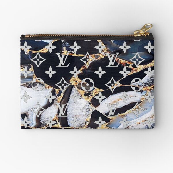 Louis V black white and gold marble Zipper Pouch