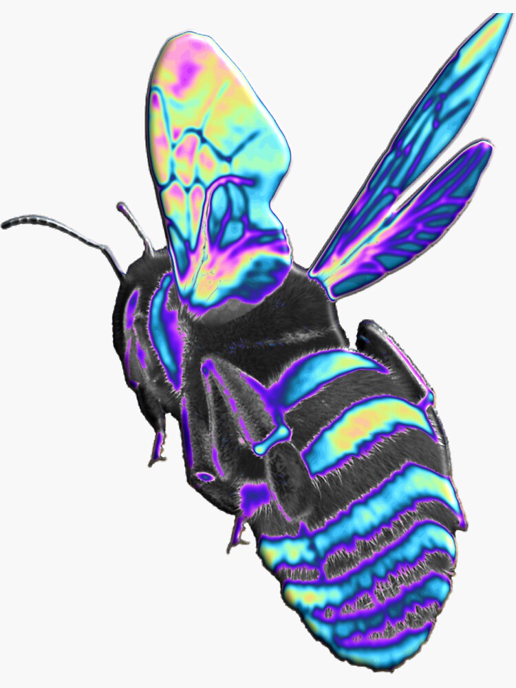 Thumbnail 3 of 3, Sticker, Holographic Blue Bee designed and sold by dinaaaaaah.