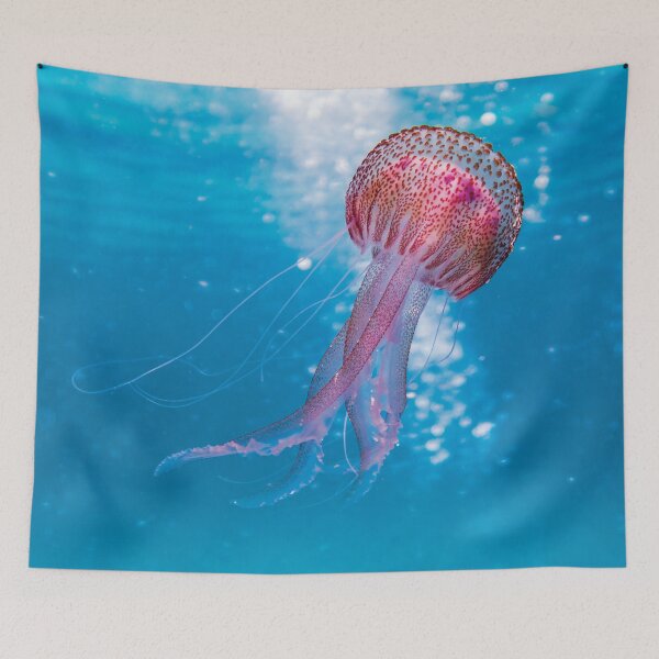 Item preview, Pink Jellyfish in Blue Ocean designed and sold by CrystalCrush.