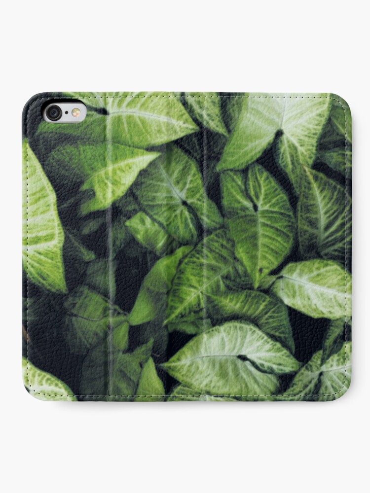 Alternate view of Green leaves iPhone Wallet