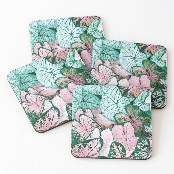 Item preview, Green and pink leaves designed and sold by ColorsHappiness.
